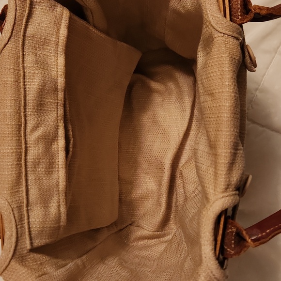 Longaberger Woven Basket Handbag with Tan and Brown Accents - Picture 4 of 5